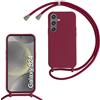 SLWYF Custodia per Samsung Galaxy S24 Cover con Cordino, Silicone Antiurto TPU Morbido Corda Collana Necklace Regolabile Stylish con Catena Ultra Sottile Cover Case, Rosso