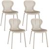 JIJIAN Set di 4 Sedie Sala da Pranzo Impilabili in Plastica, Cachi | Sedia da Cucina con Gambe in Metallo, Sedie da Giardino per Sala da Pranzo, Soggiorno, Giardino, Balcone e Terrazza, Nero