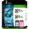 Merkloos Cartuccia di inchiostro 301XL - Sostitutiva per HP 301 - Nero/Colori - Compatibile con HP Envy 4500/5530/5534 - DeskJet 2544/2549 - OfficeJet 2620/4630/4632 - Alta precisione e stampe nitide - Cartuccia per stampante