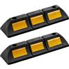 Wiltec Delimitatore di parcheggio, 2 battiruota in gomma 560x150x100mm con fasce rifrangenti, Fermaruota
