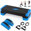 KOMFOTTEU Step Fitness Regolabile in 4 Altezze | Pedana Step per Aerobica con Bande Elastiche, Allenatori di Equilibrio e Superficie Antiscivolo per Casa e Palestra