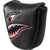 Aboiledy Copri mazza da golf in pelle sintetica nera con ricamo di squalo, copertura magnetica per mazze da golf e putter Odyssey