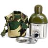LXGXFNB Set Borraccia Militare 800ML Bottiglia Termica Gavetta Camping | Interno Inox 304 Isolamento Sottovuoto Tazza Con Manico Pieghevole Bussola Custodia for Trekking Bushcraft Viaggio