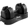 GORILLA SPORTS® Manubrio Regolabile 25 kg 18 Livelli con Base | Manubri regolabili al posto di un set manubri, pesi palestra da 2,5 a 25 kg, palestra in casa, 1 manubrio con base