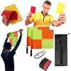 AruMinna Kit arbitro di calcio bandiere guardalinee a scacchi carte rosse gialle carte in acciaio inox fischietto notebook matita borsa per allenamento partite di calcio