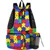 JUNZAN Borsa impermeabile con coulisse per attrezzi da nuoto multi-tasca con | Resistente all'usura Panno di Poliestere Sottile Pieghevole Sport Storage Bag Daily Shopping Breve Viaggio Carino Autismo