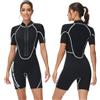 Owntop Shorty, muta da donna con cerniera frontale, muta umida da 3/2 mm, per immersioni e surf, a maniche corte, in neoprene elasticizzato, per sport acquatici, colore nero, XXXL