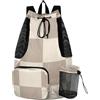 JUNZAN Borsa impermeabile con coulisse per attrezzi da nuoto multi-tasca con | Resistente all'usura Panno di Poliestere Sottile Pieghevole Sport Storage Bag Daily Shopping Breve Viaggio Beige Marrone