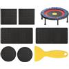 Generic Kit di riparazione per tappeto elastico autoadesivo a 3 forme toppe | Kit di riparazione per rete trampolino, 6 pezzi, raschietto incluso, riparazione fori per tende, fori, bambini, rimbalzo