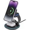 Deltaco stazione di ricarica wireless magnetica 3-in-1, iPhone/TWS/Watch