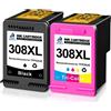 Merkloos Solidchoice - Cartucce d'inchiostro 308XL, sostitutive delle cartucce HP 308, nero e colori