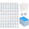 AJNZAU 88 Pezzi Mahjong Gioco Mahjong Universale, Mahjong Pinyin Con Dadi E Adesivi Per Viaggi, Campeggio, Feste In Famiglia, Amici (Blu)