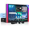 ATOTOZONE [12.5" QLED con LED laterali] ATOTOZONE X10 Autoradio Android, Display Flottante, Single/Double DIN, DVR Dual-Cam, AI Vision, LiveView da remoto, Audio 7.1.2, RCA 4V, HDMI IN, 8G+128G, 4G LTE