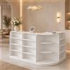DEZAGCE Bancone reception angolare, 3 cassetti, armadio, 180 × 100 × 120 cm | Configurazione angolare - 3 cassetti - 1 armadio - Ripiani integrati - Struttura in MDF - Finitura bianca