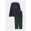 Tezenis Pigiama Lungo Flanella E Cotone Stampa Orso Uomo Blu