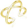 Cangall Anello da donna in argento sterling 925, aperto, regolabile, elegante, semplice anello in argento a forma di X e nodo, infinito, impilabile, aperto, per donne e ragazze