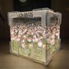 SPORTARC Lampada da scrivania a forma di tulipani cubici, luce notturna a tulipano, luce notturna tridimensionale fai da te per camera da letto soggiorno 10 x 10 cm (rosa)