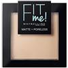 Maybelline New York Fit Me Matte&Poreless Cipria Opacizzante e Fissante, Pennello e Specchietto Inclusi, 115 Ivory