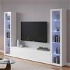 Dmora Parete Attrezzata Gino 30x260x180h cm Bianco Lucido 9 Ripiani 3 Ante, Apertura Battente e a Ribalta Made in Italy