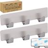 RICOO Ganci Adesivi in Acciaio Inox Modello MH020-2, Attaccapanni Adesivo per Bagno e Cucina con 3 Ganci Dimensioni 12 x 3 x 1,7 cm Stile Moderno Set di 2, Argento.