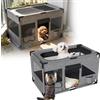UISEBRT Recinzione per cuccioli in tessuto Oxford, rete traspirante con chiusura lampo e tasca laterale, box per interni per cani e gatti, 100 x 60 x 60 cm, rettangolare