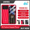 UNIWA YEEMI K3 4G Caratteristica Tastiera Telefono 2.6 Pollici Doppio SlM Pulsante Grande Volume Forte per Anziani 2500mAh Radio FM Tastiera Ebraica Video SOS