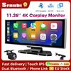 srnubi Dash Cam da 11,26 pollici 4K DVR per auto Wireless Carplay e Android Auto GPS Navigazione Videoregistratore Cruscotto Doppia lente Wifi AUX FM