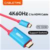 CABLETIME Cavo da tipo C a HDMI Switch 2 Adattatore HDMI 4K 60Hz HDR PD 100W per laptop PS4/5 Nintendo Switch 2 1 OLED