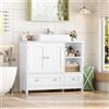 Getone Mobiletto da bagno sotto lavabo, mobiletto da bagno, mobiletto da terra con 2 ante 2 cassetti 80x30x65 cm bianco