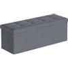 SONGMICS Puff contenitore, panca portaoggetti pieghevole, 38 x 110 x 38, coperchio ribaltabile, sgabello con poggiapiedi, carico 300 kg, ingresso, soggiorno, camera da letto, tessuto in velluto,