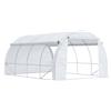 Outsunny serra da giardino 12 m² dim. 4L x 3l x 2H m con porta + pareti laterali avvolgibili con cerniera, 8 finestre, in acciaio PE ad alta densità 140 g/m² anti-UV Bianco