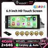 Podofo Autoradio Android Universale 1 Din da 6,9 Pollici con Carplay Wireless e Android Auto, Mirror Link, AI DSP, 2+64G, WiFi, GPS, FM/RDS, BT, Schermo Touch Capacitivo HD, Supporto per Telecamera di