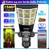 V380 Telecamere Solari WiFi 2 in 1 con Lampione Stradale, 3 Lenti HD, Sicurezza Domestica Intelligente, Protezione 360°, Monitor Wireless PTZ, Controllo Remoto, Telecamere IP CCTV Impermeabili,