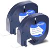 SHUBEIEUMI 2 Pezzi Nastro per Etichette Compatibile con Nastro Dymo Letra Tag 12mm x 4m, Stampa Nero su Bianco, Compatibile con Etichette Dymo Plastica Etichettatrice 91221