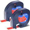 SHUBEIEUMI 2 Pezzi Nastro per Etichette Compatibile con Nastro Dymo Letra Tag 12mm x 4m, Stampa Nero su Rosso, Compatibile con Etichette Dymo Plastica Etichettatrice 91221
