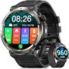 IOWODO Smartwatch Uomo con Batteria 960mAh, Torcia LED, Bussola | 1,45" Orologio Fitness con 100+ Modalità Sportive, Chiamate Bluetooth, 24H Cardiofrequenzimetro SpO2/Sonno, IP68, Android iOS