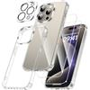 FLLAO 4 in 1 Cover per iPhone 15 Pro 6.1", Trasparente | 2 Pellicola Vetro Temperato e 1 Fotocamera Protettiva, Cuscino d'aria integrato, Antiurto Antigraffio Custodia