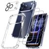 FLLAO 4 in 1 Cover per iPhone 17 Pro Max 6.9", Trasparente | 2 Pellicola Vetro Temperato e 1 Fotocamera Protettiva, Cuscino d'aria integrato, Antiurto Antigraffio Custodia