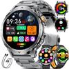 LIGE Smartwatch Uomo 1000mAh, Chiamate Bluetooth, Torcia LED, Schermo HD 1,7", 110+ Sport, Frequenza Cardiaca, IP68, Android/iOS, 3 Bracciali & 2 Cavi di Ricarica