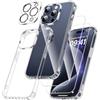 FLLAO 4 in 1 Cover per iPhone 15 Pro Max 6.7", Trasparente | 2 Pellicola Vetro Temperato e 1 Fotocamera Protettiva, Cuscino d'aria integrato, Antiurto Antigraffio Custodia
