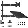 BONTEC Supporto Monitor da Tavolo Doppio per Monitor da 13-27 Pollici e Laptop fino a 17 Pollici - Braccio per con Vassoio per Laptop, Capacità Fino a 10kg per Braccio, VESA 75/100mm