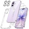 FLLAO 5 in 1 Cover per iPhone 17 6.3", Trasparente | 2 Pellicola Vetro Temperato e 2 Fotocamera Protettiva, Cuscino d'aria integrato, Antiurto Antigraffio Custodia