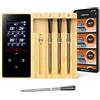 Onherm Termometro Cucina sans fil - 4 Sonde, Schermo LCD, 130m di Portata, Termometro Carne con Smart APP per Barbecue, Forno, Grill, Affumicatore, Girarrosto, Friggitrice, IP67 Impermeabile