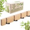 RICOO Appendiabiti da Parete in Bambus MH023M-N Attaccapanni da Muro Moderno con 4 Ganci Ripiegabili Appendino da Muro Design Elegante per Ingresso Cucina Camera 2x40x5,5cm Colore naturale