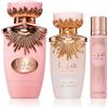 Lattafa Haya EDP 100 ml + EDP MINI 12 ml + Profumo per capelli 50 ml