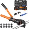 VEVOR Pressatrice Idraulica Manuale per Tubi 10 Ganasce M12-M28 e V12-V28, Pinza Crimpatrice per Tubi in Acciaio Inox e Rame, Testa Girevole, Ganasce M12 M15 M18 M22 M28 V12 V15 V18 V22 V28, Valigetta