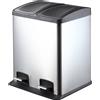 King-Collection King Collection, modello p1592002, bidone per la raccolta differenziata, composto da 2 contenitori da 12 litri ciascuno, colore argento, dimensioni 37,6 x 36 cm