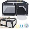 UISEBRT Box con base antiscivolo e rete traspirante e 50 palline, stabile griglia di intercettazione per bambini, colore nero, 127 x 127 cm
