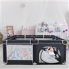 UISEBRT Box per bambini, con base antiscivolo e rete traspirante e 50 palline, stabile griglia di intercettazione per bambini, colore nero, 150 x 180 cm