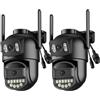 ANBIUX Telecamera di sorveglianza per esterni, con doppio obiettivo 6 MP, 2,4/5 GHz, Wi-Fi, telecamera di sorveglianza per esterni, PTZ a 360°, Ethernet, visione notturna a colori, audio bidirezionale